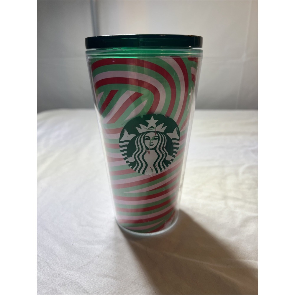 2024 Starbucks Tumbler Pink Green Red Swirl Cold Travel 16 oz No Straw
